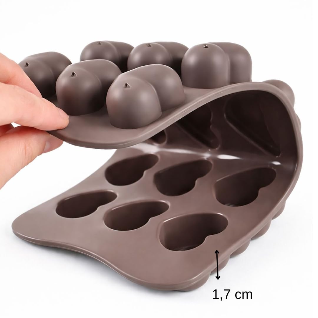 Stampo in Silicone per Cioccolatini a Cuore 3D - Stampo da Forno e Frigo - Versatile per Dolci, Ghiaccio, Candele, Caramelle, Gelatina - Formine Antiaderenti (CUORE) - 3