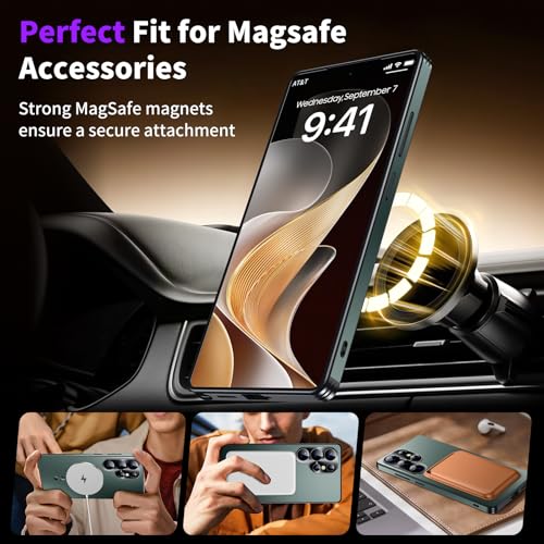 Image of for Samsung Galaxy S24 Ultra Case, Heavy-Duty Slim Design Compatible with MagSafe, Strong Magnetic Shockproof Protection for Screen & Camera Cover Case for Samsung S24 Ultra,Green