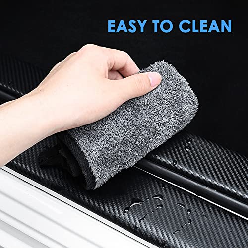 Np Car Door Sill Protectors 4Pcs For Ram 1500, Carbon Fiber Leather Door Sill Sticker For Dodge Ram, Car Door Scuff Plate Door Entry Guard Threshold Scratch Protection Sticker Decoration (White) #TOP4