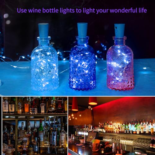 Image of Brightown 10 Pack Wine Bottle Lights with Cork, Blue