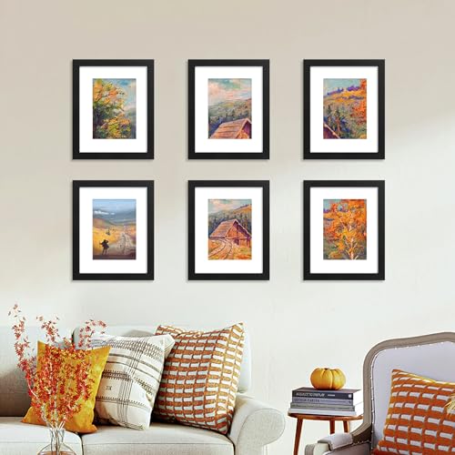 decorUhome 8x10 Picture Frame, Display Pictures 5x7 with Mat or 8x10 without Mat, Wall & Tabletop Display Photo Frame, Black, 6 Pack