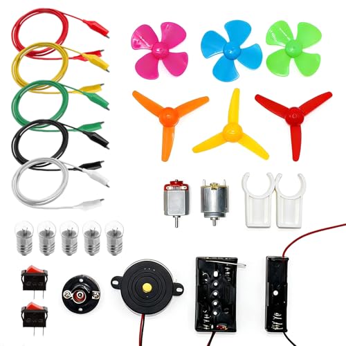 26PCS Electric Circuit Kits for Children Science Montessori Learning Kits Electronics Motor Set for Kids DIY Science Projects Educational STEM Engineering Student Lab Experiment Project