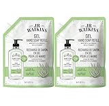 J.R. Watkins Gel Hand Soap Refill, Moisturizing Hand Wash, Formulated with Plant-Based Cleansers, Alcohol-Free, Cruelty-Free, Aloe & Green Tea, 34 Fl Oz, 2 Pack