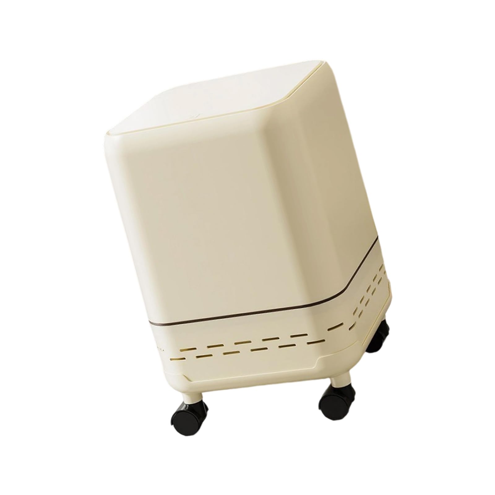 Cubo de basura con ruedas y tapa lisa, diseño moderno para encimeras, cubo de basura pequeño con ruedas