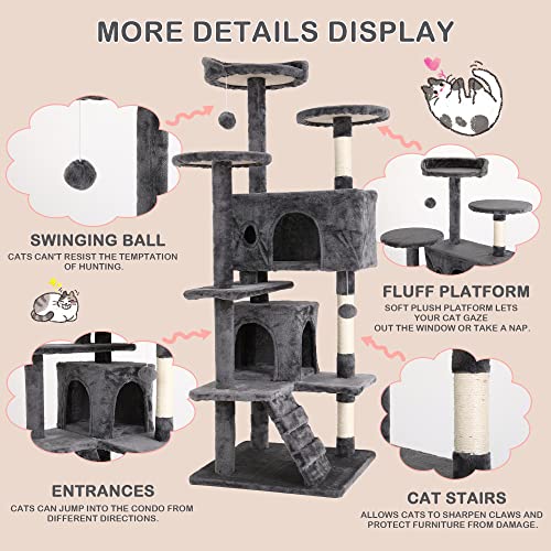 Árbol para gatos de 54 pulgadas para interior miniatura 4