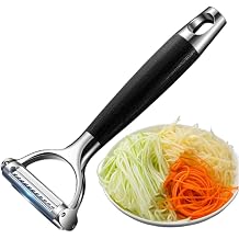 2-in-1 Serrated Julienne Peeler Vegetable Peeler | veggie peeler stainless steel blades are very durable and sharp for harder fruits and vegetables,Essential Kitchen Tool
