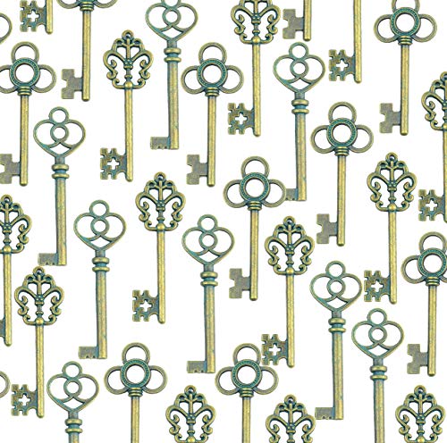 Clé skeleton vintage style antique lot de 30 pcs vert ancien pour loisirs créatifs bijoux