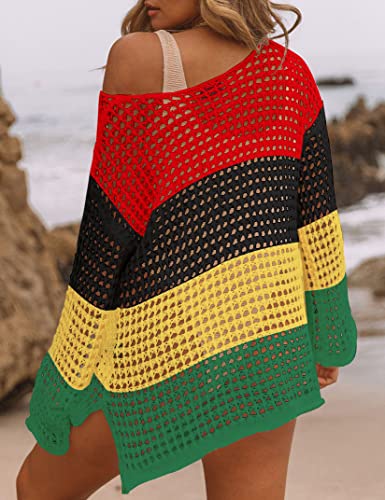 Image of Bsubseach Crochet Cover Up Women Sexy Hollow Out Swim Coverup Summer Outfit | Long Sleeve Beach Cover Up, One Size Fits All, Flattering for All Body Types, Chic Crochet Top, for Vacations & Lounging
