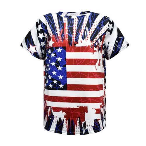 Image of Boys Tie Dye Shirts 3-12 Years Hippies Senior Crewneck Short Sleeve Rainbow Tee for Kids (US, Age, 6 Years, 8 Years, Flag)