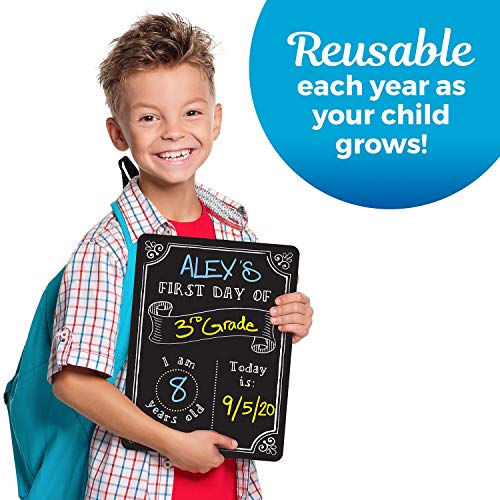 First Day Of School Chalkboard With 2 Chalk Markers - Dry Erase Back To School Sign - 1St Day Reusable Board - Double-Sided First And Last Day Board For Kids - 12X9" #TOP3