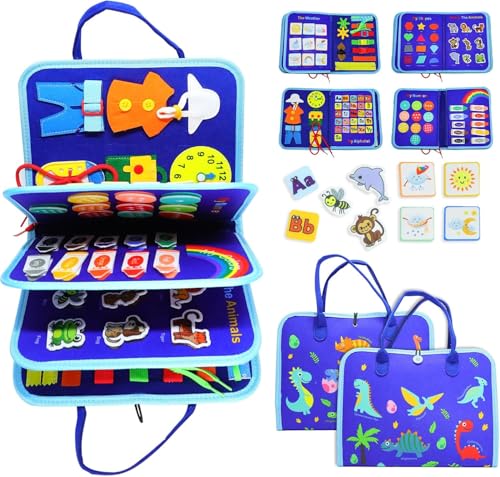 ZYJXLY Busy Board Libro de Actividades Montessori, Libro Montessori Desarrollo Habilidades Motoras Finas Básicas Vestir...