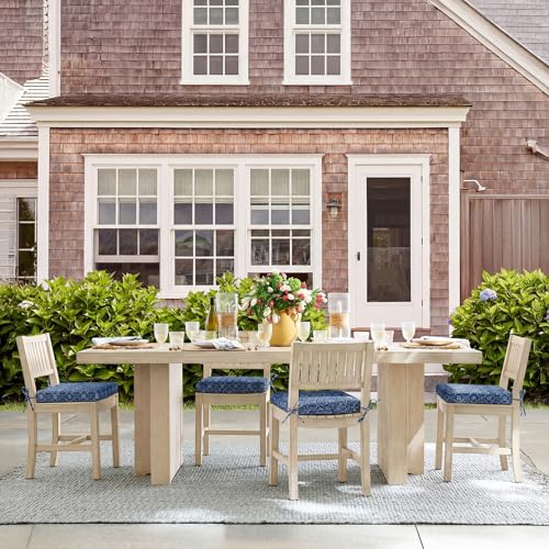 Image of Basic Beyond Outdoor Chair Cushions Set of 4, Square Corner Outdoor Cushions for Patio Furniture, Water Resistant Patio Chair Cushions with 2 Ties, 18.5x16x3, Blue Circles