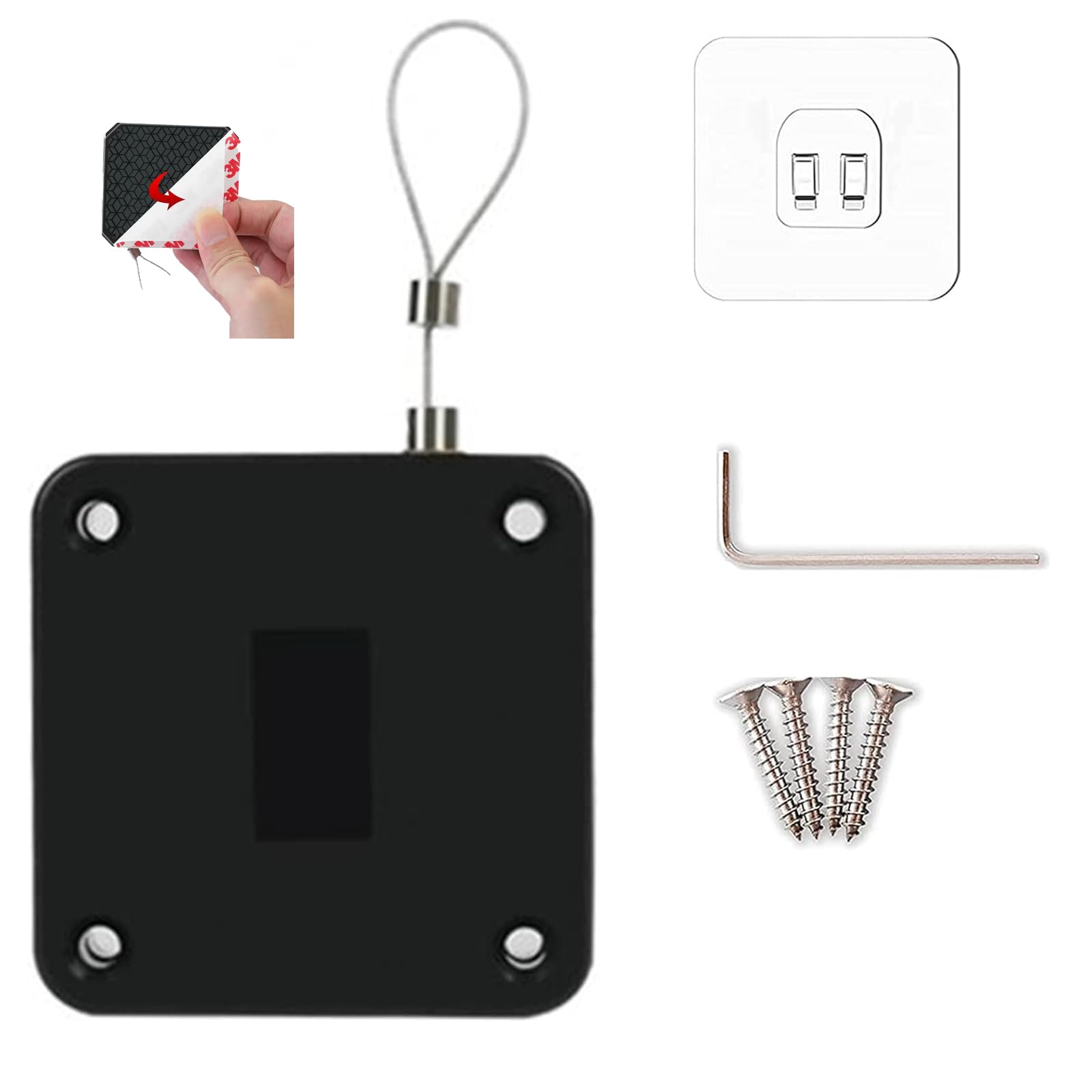 Automatic Door Closer, Paste Screws, Dual Use, Sliding Door, Easy Installation, Entryway, Indoor Use, Small, Sliding Door Clasp, Self-Closing Force, 28.2 oz (800 g), 1 Black