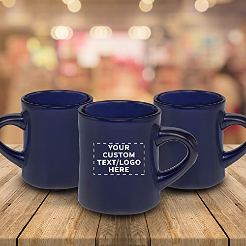 Juego de 10 mugs cerámicos azules de 12 oz con agarre grueso miniatura 7