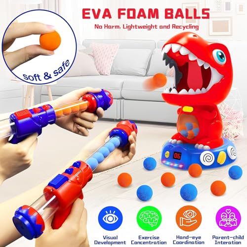 Jouet de tir Dinosaure pour garçons 4-6 Ans+ – Cibles Mobiles, Effets sonores et vaporisation, Dinosaure pour Enfants 3-7 Ans avec 2 Pistolets et 24 balles en Mousse, Cadeau garçon 5 Ans et Filles – Image 6