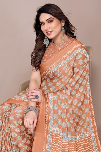 Image of MIRCHI FASHION Saree for Woman | Chiffon Block Printed Lightweight Daily Wear Sarees with Blouse