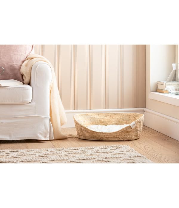 Dehner Premium Lovely Kuschelbett Tiefer Schlaf, 43 x 35 x 15 cm, Naturmaterial/Plüsch, weiß/beige