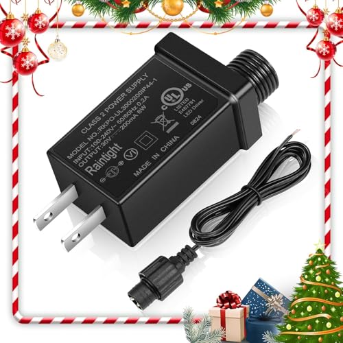 30V 0.2A Class 2 Power Supply, Waterproof UL Certified IP44 Low Voltage Transformer with 1.2 Meters Extension Cable for 6W Christmas Lights, LED String Lights, Inflatable Holiday Decorations Outdoor