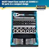 HAZET SmartCase 2200SC-2 I 50-częściowy zestaw kluczy nasadowych, napęd: sześciokątny i kwadratowy 6,3 mm (1/4 cala), przenośna walizka narzędziowa WYPRODUKOWANO W NIEMCZECH