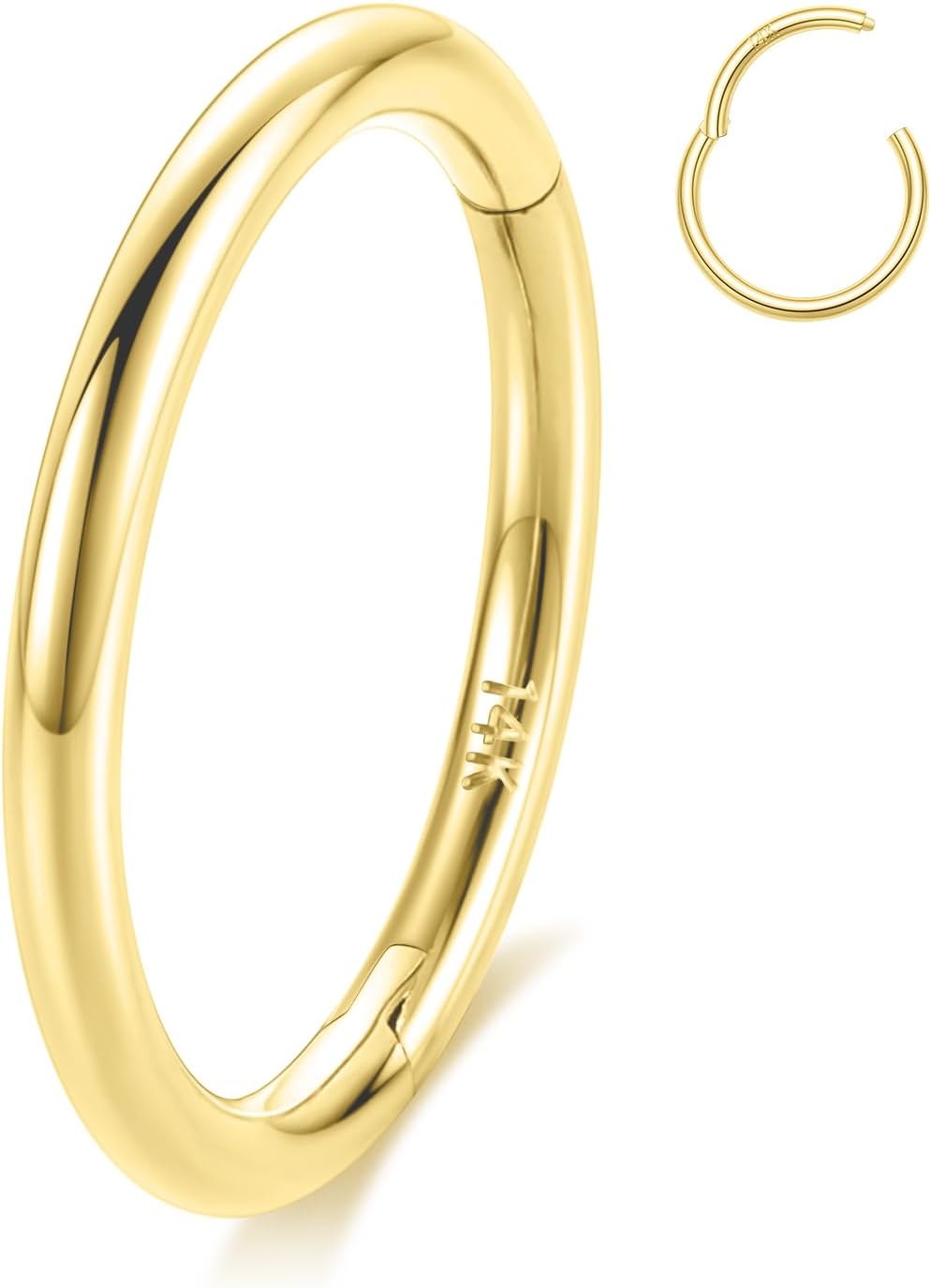 GAGABODY 14K Solid Gold Septum Ring Nose Rings 18 Gauge Hoop Earrings For Women 9mm