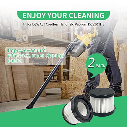 2 Pack Dcv5011H Hepa Filter Compatible With Dewalt Dcv501Hb Cordless Handheld Vacuum, With 4 Foam Sleeve Filters & 1 Brush #TOP5