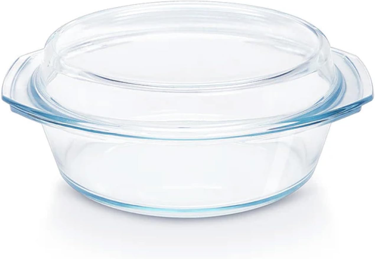 Borosil Casserole with Lid | Borosilicate Glass Bakeware & Serveware Bowl | Microwave, Dishawasher & Oven Safe Multipurpose Bowl for Mixing Dough, Salad, Batter (2.5 L)