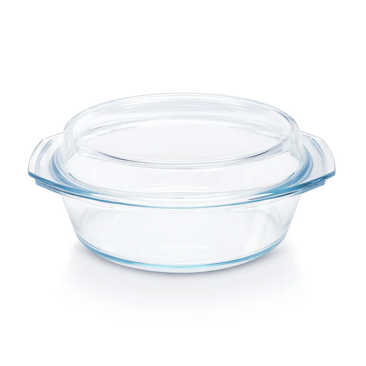 Borosil 2.5 L Round Deep Casserole with Lid | Borosilicate Glass Bakeware & Serveware Bowl with Flat Lid | Microwave, Dishawasher & Oven Safe Multipurpose Bowl for Mixing Dough, Salad, Batter | Clear