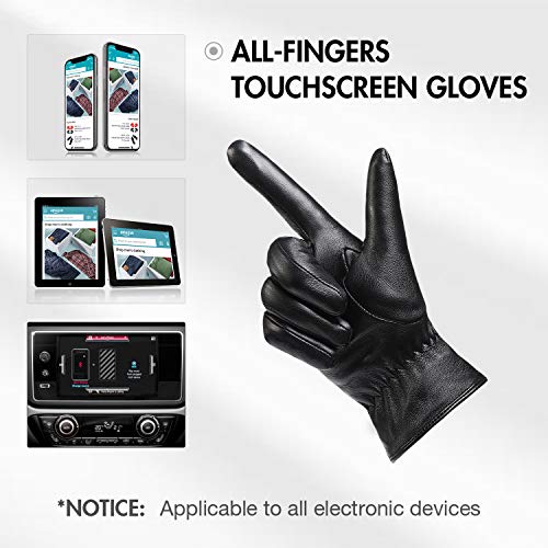 Image of Air Curvey Winter Touch Screen Leather Gloves Womens Driving Glove Warm Lining