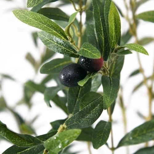 GarveeHome 5 FT Artificial Olive Tree, Faux Olive Tree with Silk Oliver Leaves and Lifelike Fruits, Fake Olive Plants in Pot for Home Decor