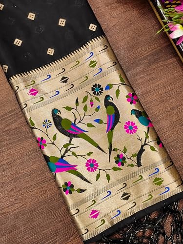 Image of DEVANGI Women's Woven Paithani Banarasi Silk Dupatta /Chunni For Women, Floral Print 1 Meter Wide and 2.3 Meter Length Printed Designer Dupatta /Chunni For Girls