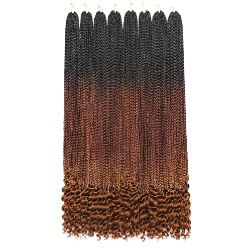 144 Strands Goddess Crochet Box Braids with Curly Ends 30 Inch Pre Looped Box Braids Crochet Hair 8 Packs Curly Crochet Braids for Black Women