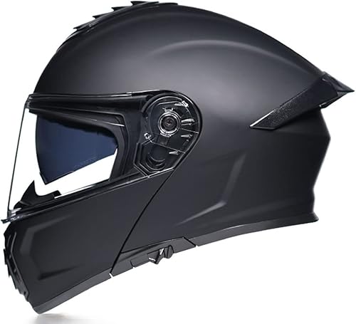 Full Face Motorcycle Lightweight Helmet Modular Bike Street Helmet Flip Up Front Helmet with Tail Anti-Fog Double Visor DOT Approved Racing