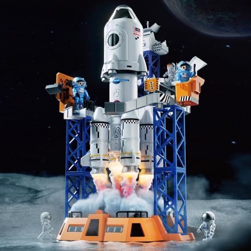 Herenear Razzo Spaziale, Versatile Space Shuttle per Bambini 3-8 Anni - Con Rampa di Lancio, Astronauta e Proiettori, Regalo per Ragazzi e Ragazze