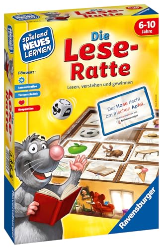 Ravensburger 24956 - Die Lese-Ratte - Spielen und Lernen für Kinder, Lernspiel für Kinder ab 6-10 Jahren, Spielend Neues Lernen für 1-4 Spieler - Geburtstagsgeschenke