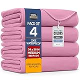 Utopia Bedding Washable Underpads 34" x 36" (Pack of 4), Waterproof Reusable Heavy Absorbency Incontinence Bed Pads for Adults, Kids, Elderly and Pets, Bedwetting Pads for Sofa and Couch (Pink)