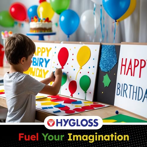 Image of Hygloss Medium Colored Poster Board 11x14-100 Assorted Standard Color Bulk Pack - Red, Yellow, Green, Blue, Black - 10 Pt. Thickness Poster Board Paper, Posterboard Multipack 11 inch x 14 inch