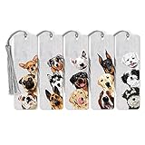 WIRESTER Set of 5 Paper Bookmarks with Tassel for Students, Reader, Teachers, Book Lovers - Cute Dog Breeds (Bulldog, Puppy Dog, Chihuahua, German Shepherd, Siberian Husky, Retriever, Basset Hound)