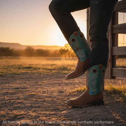 Image of SUREWAY Western Boots For Men - Mens Square Toe Cowboy Boot, Oil /Slip Resistant, Durable Fashionable Classic Pull on 10 Inch Mid-Calf Wellington Boots
