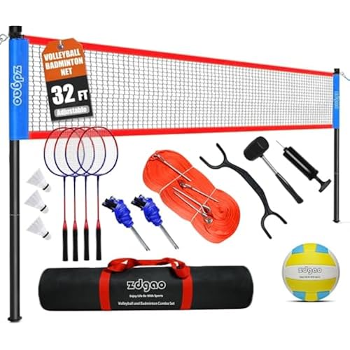 Zdgao 20FT/32FT Volleyball & Badminton Combo Sets for Backyard