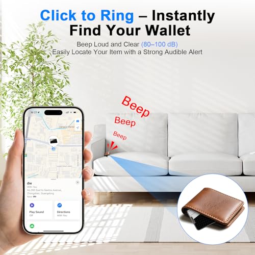 Image of Compatible with AirTag Wallet Tracker, Smart Card Finder, Apple MFi Compatible (iOS Only), App Controlled Anti Loss GPS Tracker, IP68 Waterproof, Item Locator for Luggage Tags, Purses (Grey)