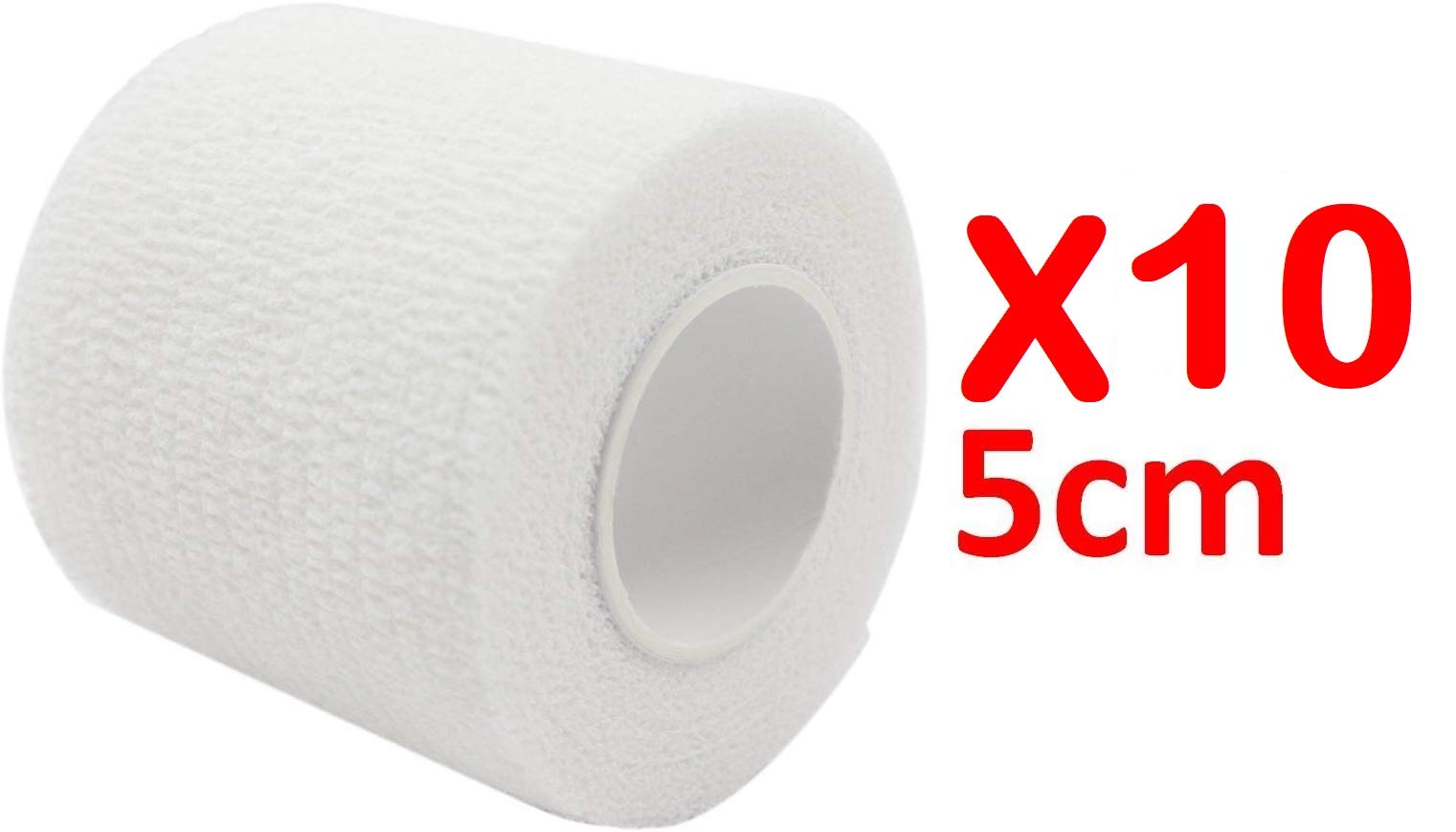 PintoMed – 10 X White X 5CM X 4.5M - Cohesive Bandage Stretched, Self-Adhesive Flexible Bandages, First Aid Sports Wrap Bandages Pack Individually for Medical, Sports and Veterinary use.