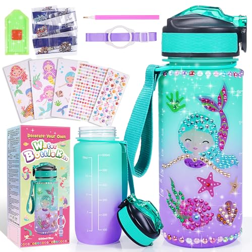 Grriopi Kids DIY Water Bottle, 4 5 6 7 8 9 Year Old Girl Gifts for 3-12 Year Olds Girls Toys Age 4-10 Girls Birthday Presents Water Bottle Craft Kits for Kids Bottle Craft Kit Gifts