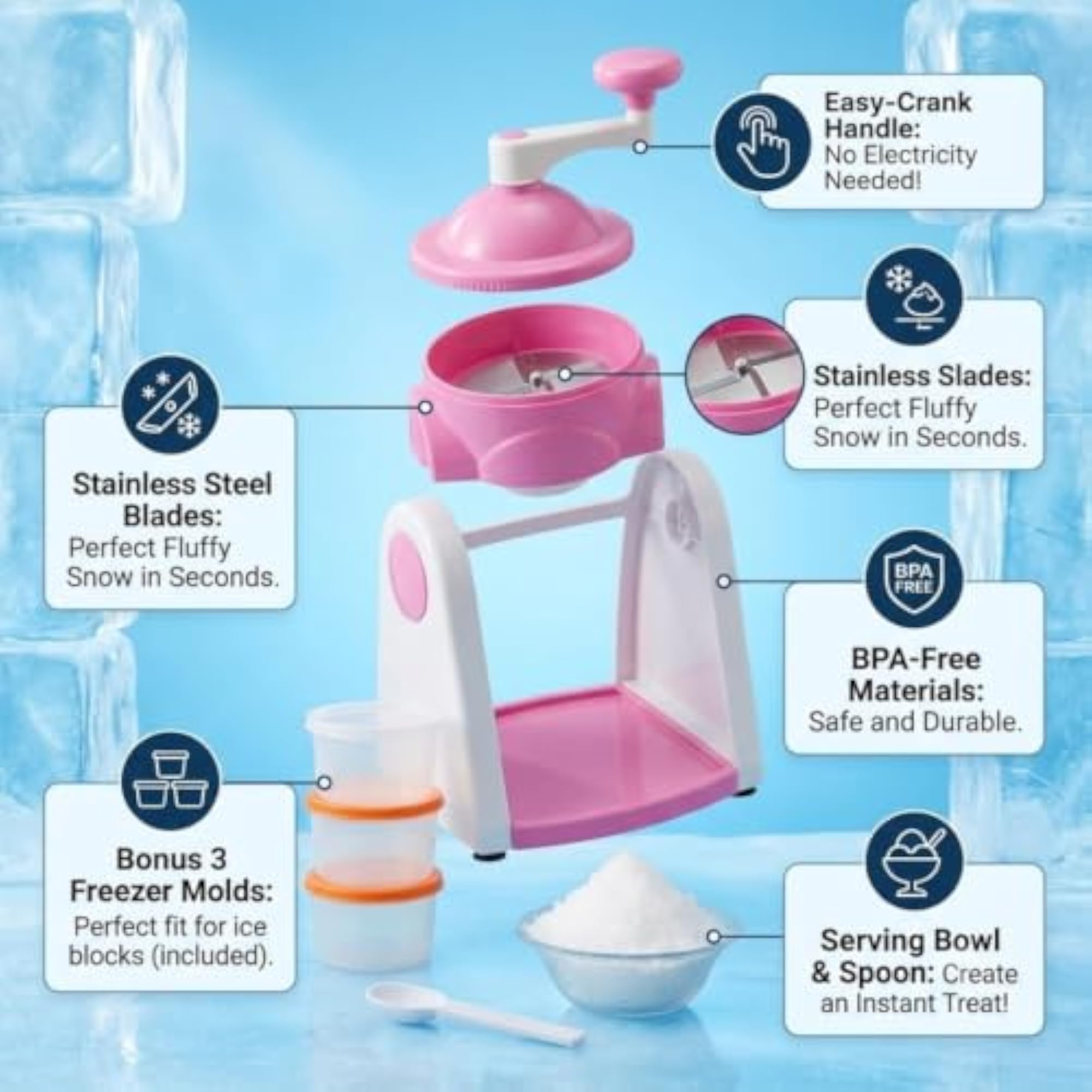 Manual Snow Cone Maker and Ice Shaver Machine