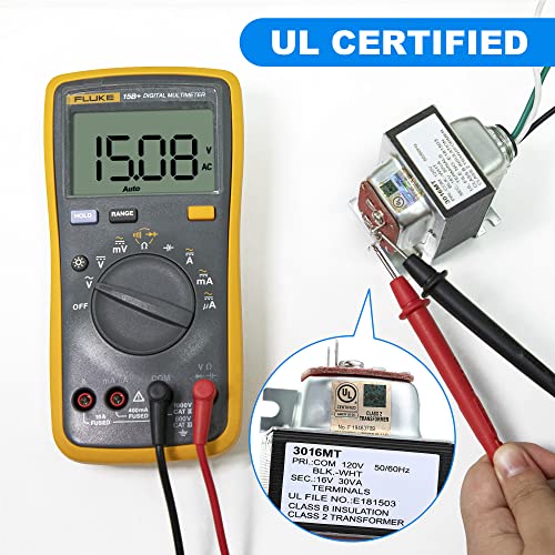 16V 30Va Doorbell Transformer With 50W 25 Ohm Resistor And 2 Wire Connectors, 16-24V Ul Registered Hardwired Power Adapter Compatible With Ring Blink Eufy Xtu Video Doorbell #TOP4