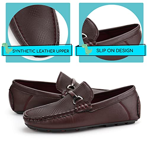 JABASIC Kids Penny Loafer Casual Slip-On Moccasin Flats Boys Dress Shoes2