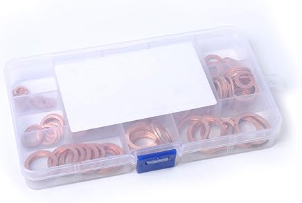 Bomcomi 150 Piezas 13 Tama?os de Cobre Calce arandela de Cobre s?lido Junta de estanqueidad del Sistema del Anillo con la Caja de pl?stico Bomcomi 150 Piezas 13 Tama?os de Cobre Calce arandela de Cobre s?lido Junta de estanqueidad del Sistema del Anillo con la Caja de pl?stico