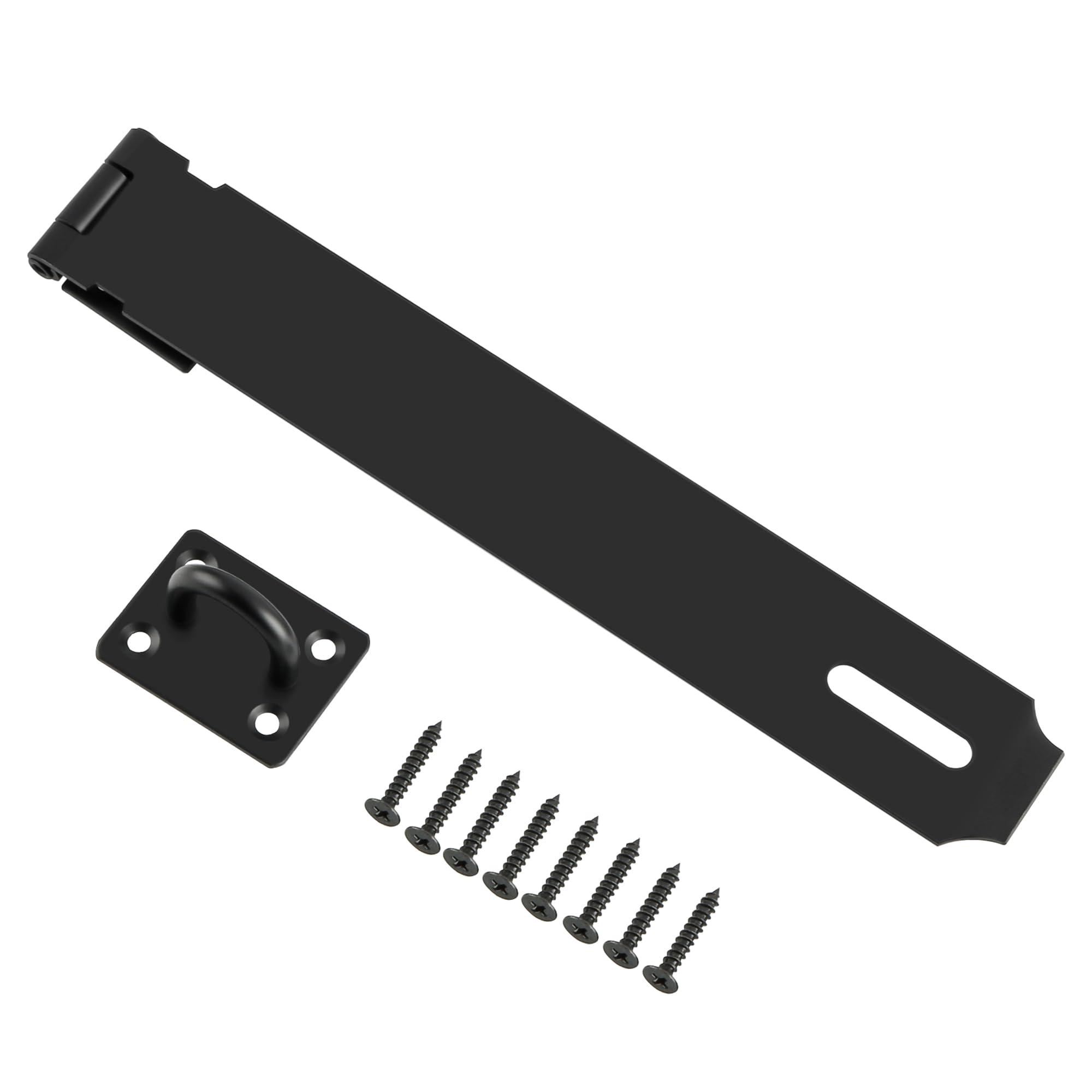 SAYAYO Hasp and Staple Shed Lock Padlock Hasp Door Lock Gate Latch 10 Inches, SUS304 Stainless Steel, Matte Black(Not Include Padlock)