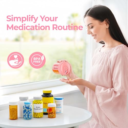 Image of AUVON Large Pill Dispenser Can Store 7 Various Supplements, Travel Pill Organizer Bottle with Anti-Mix Design, Arthritis-friendly Pill Holder with Wide Opening & Slider Lid, Includes 20 Blank Stickers