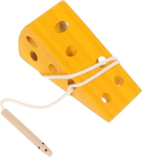 Toddmomy Threading Cheese Wooden Lacing Cheese Threading Toys Cheese Wooden Block Puzzle Montessori Toys for Baby Kids Boys and Girls
