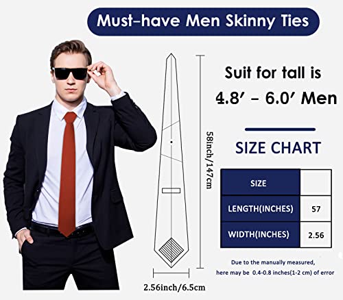 Image of Mantieqingway Mens Skinny Ties,2.56 inch Cotton Neckties Striped Plaid Ties for Groom Groomsmen Wedding Party Christmas